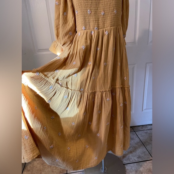 PIPER & SCOOT FLORAL MUSTARD MAXI DRESS SIZE M - Picture 4 of 8